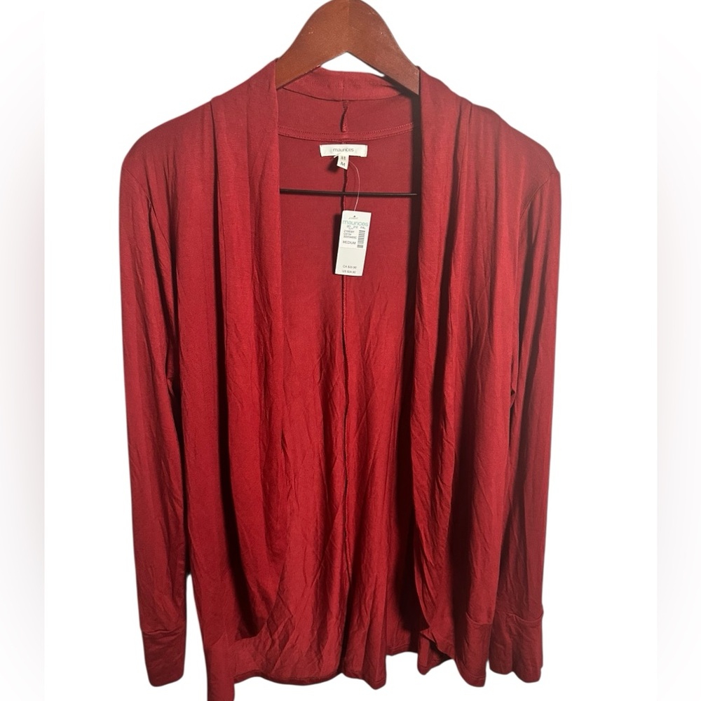 Maurices Red Open Front Cardigan Sweater M New